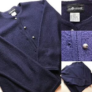 Sag Harbor 100% Wool Cardigan Sweater Large